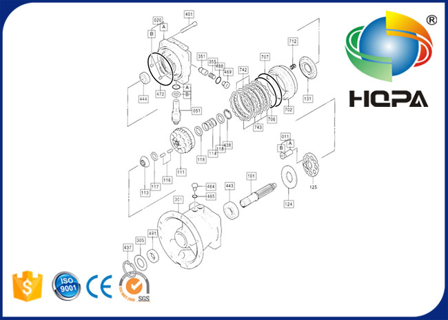 Phụ tùng máy xúc Hitachi EX200-3 động cơ thủy lực bộ dụng cụ con dấu 4308814